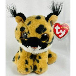 Ty Original Beanies Larry Lynx Velvet TY 2018 Plush Animal With Ear And Tush Tag